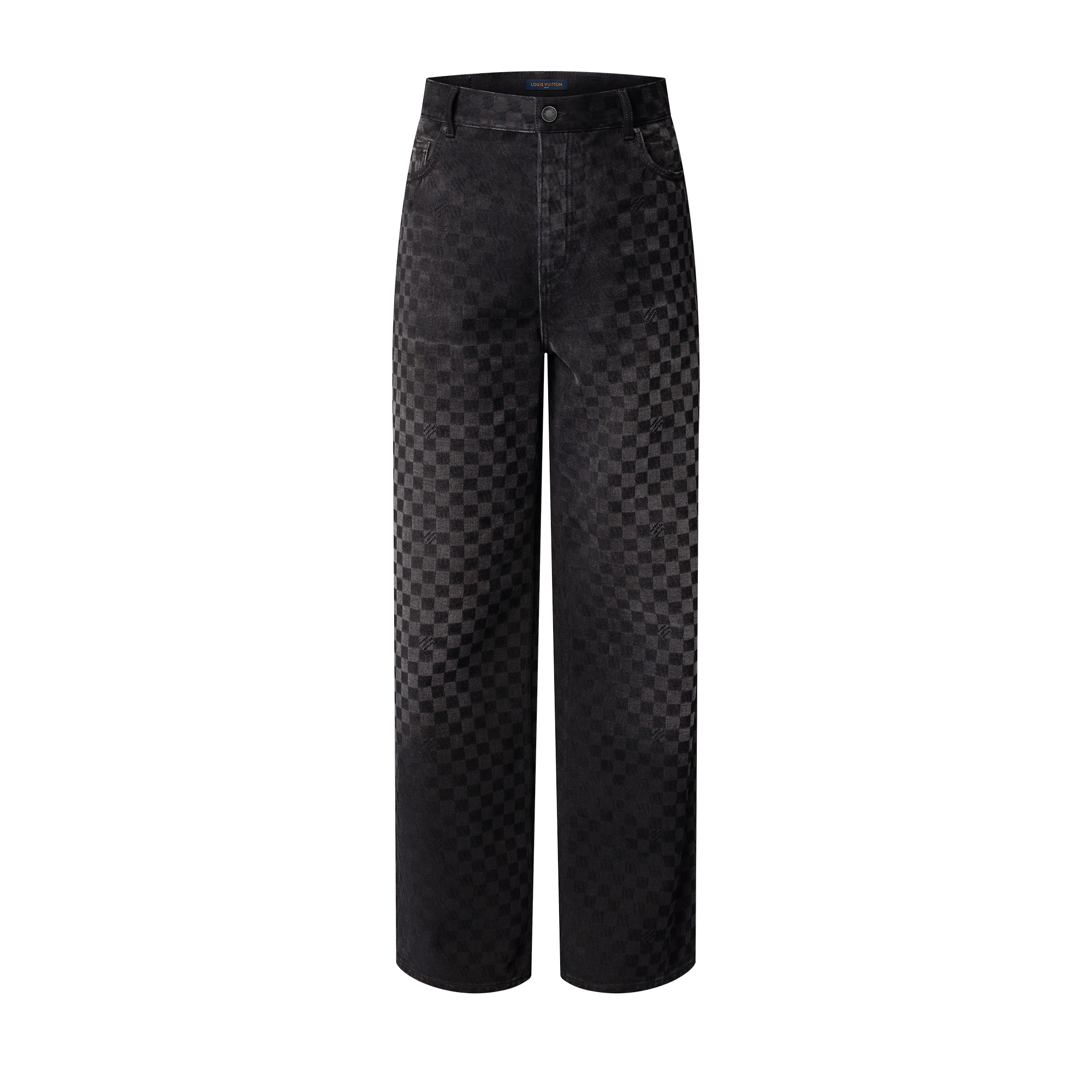 Flocked Damier Denim Wide-Leg Trousers - Luxury Black | LOUIS VUITTON